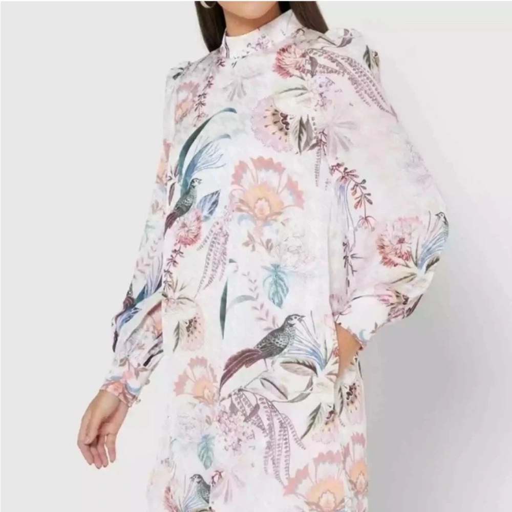 Ted Baker Women’s Mini Shift Dress Long Sleeve Mock Neck